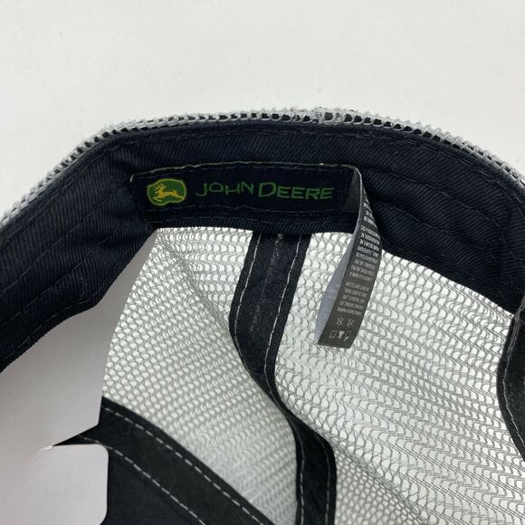 John Deere Cap Black & Grey Snapback Mesh Trucker Embroidered Deer Logo Hat - Picture 5 of 7